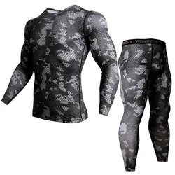 Roupa interior térmica Rash Guard Kit para homens, MMA Compressão Vestuário, Leggings, Bodybuilding T-shirt, Camuflagem Tricô