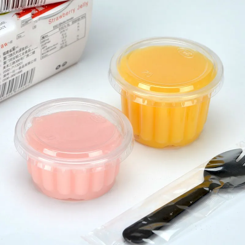 50 PCS Pudding Cup With Lid Disposable Plastic Cups Sauce Baking Jelly Dessert Cups Wedding Small Mini Party Set Cup Bowl Box