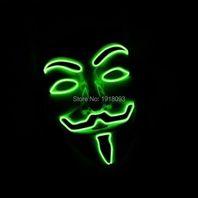 

NEW Style 10 COLOR lighting Vendetta EL mask LED Mask ForParty Halloween Holiday Lighting Mask with 3V Sound Active Driver
