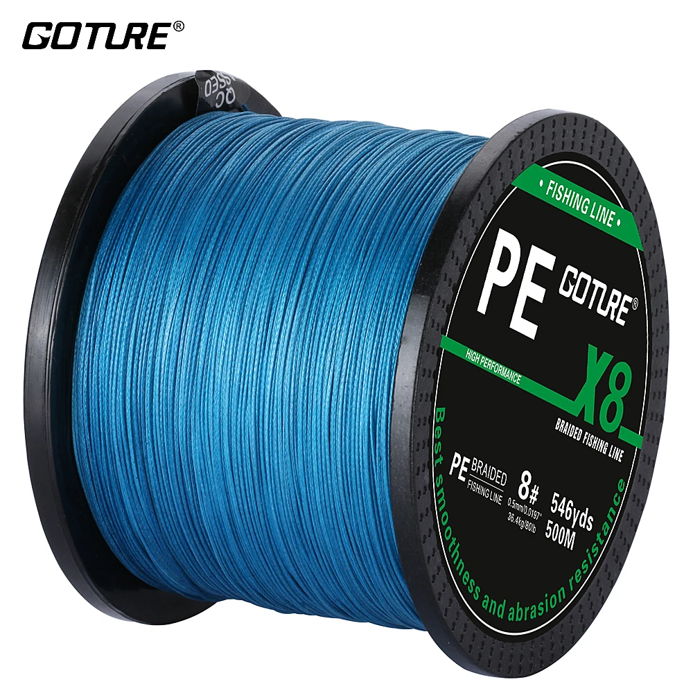 Goture PE Braided Fishing Line 8 Strands Cord 500M/546yds Super Strong Japan Multifilament Line 8-80LB Carp Fishing Line Tackle