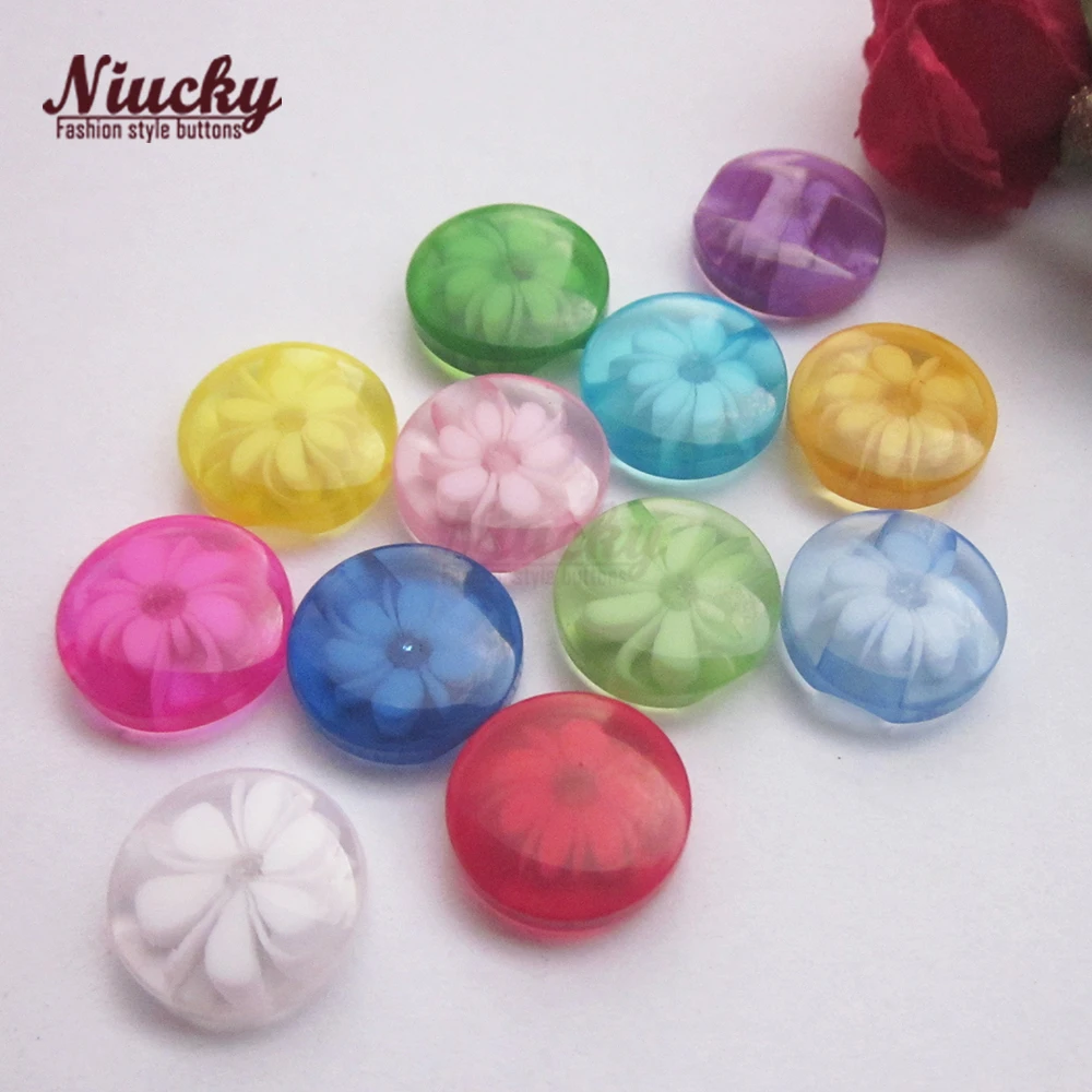 Niucky 12.3mm colorful  Colorful Resin shadow flower sewing buttons for children lady clothing sewing supplies R0401-010