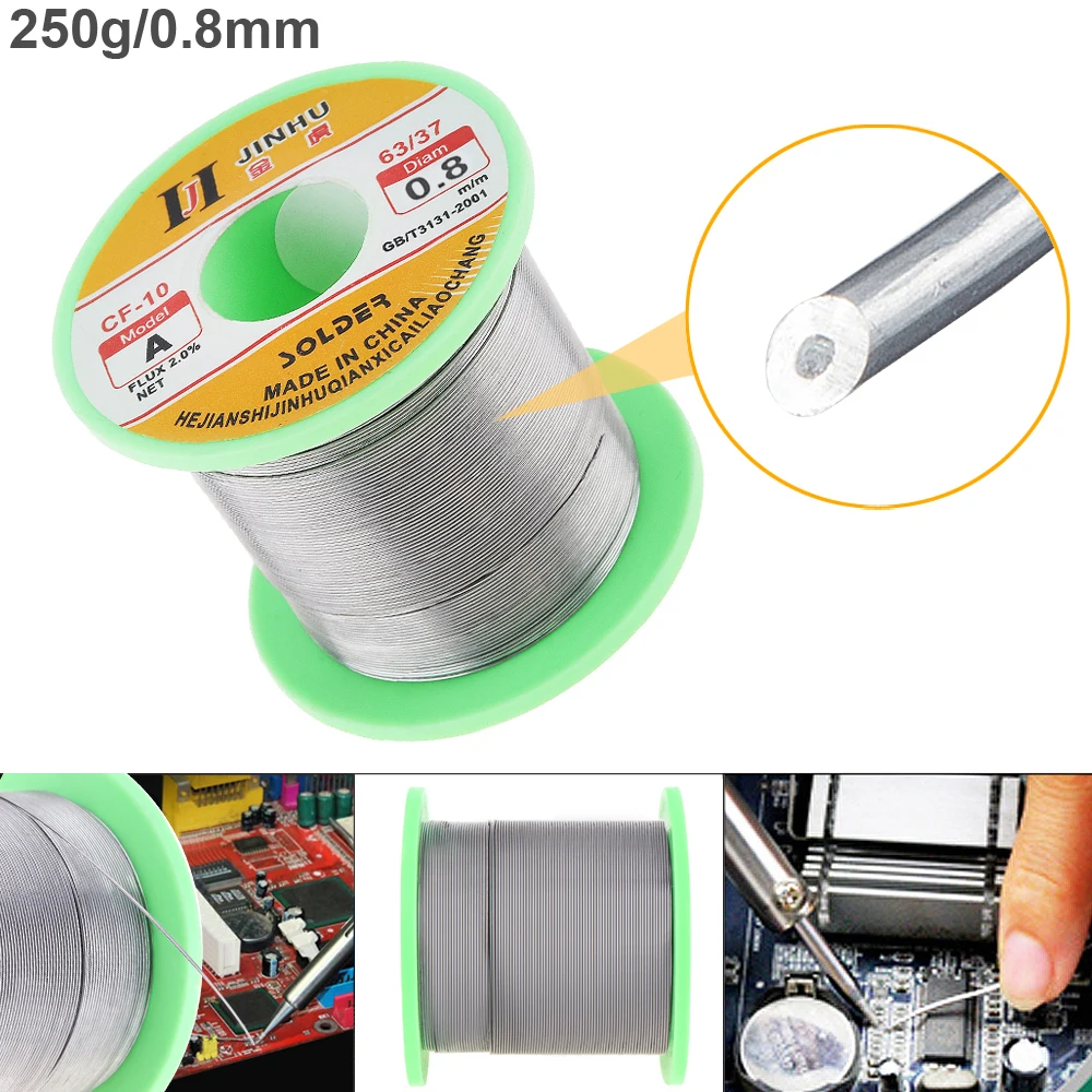 63/37 250g 0.8mm 0.3mm-2.0mm 무클린 로진 코어 솔더 와이어, 2.0% 플럭스 및 전기 납땜 인두용 저 융점