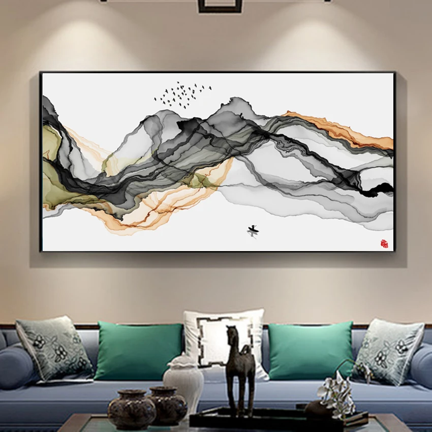 

Simple Abstract Oil painting on Canvas Print Wall Art Picture for Living Room Home Decor Chiinese Landscapes Art Paintings