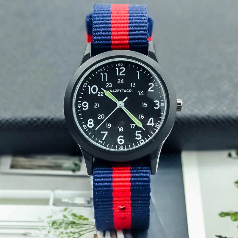 2019 Nazeyt brand Men Sport Watches middle student boys Army Military nylon strap luminous hands clock Relogio Masculino watch