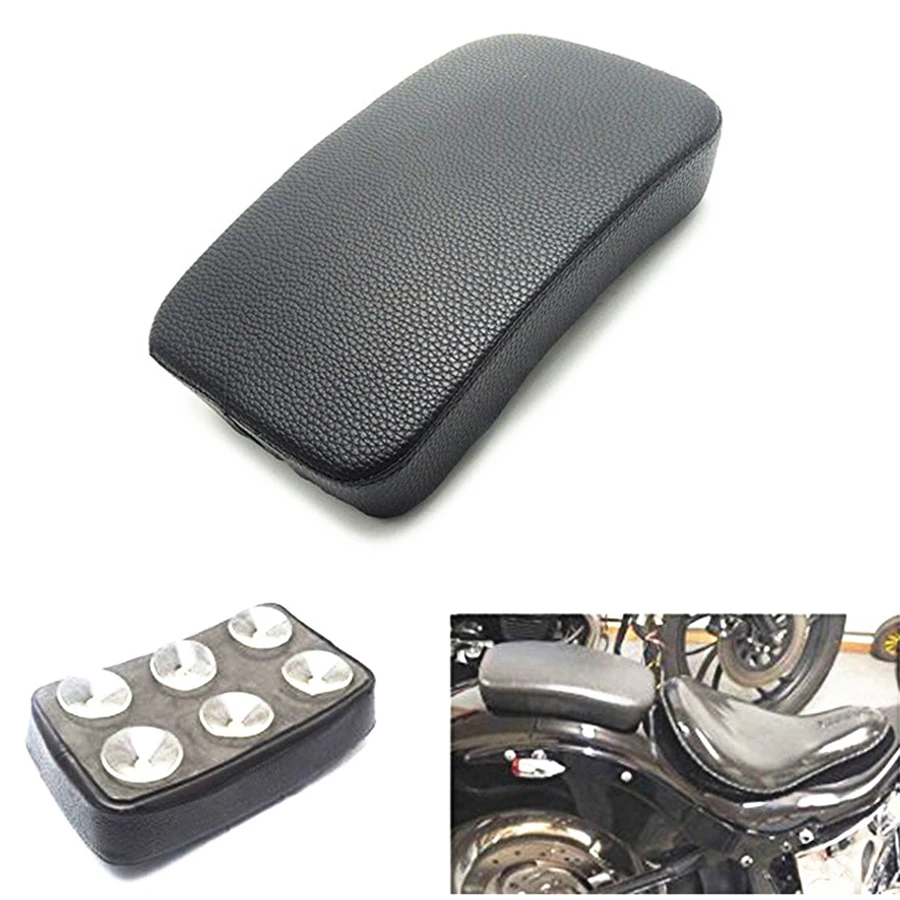 1 Pcs Black Motorcycle Passenger Seat Pad 6 Suction Cups For Harley Bobber Chopper