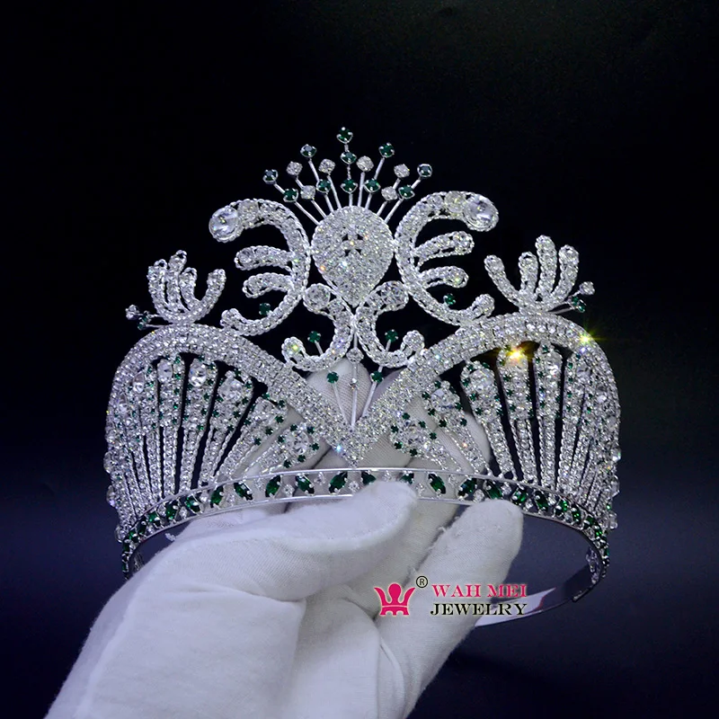 Imagem -04 - Miss Beauty Pageant Crown Tiara Verde Australiano Strass Cristal Feito à Mão Hairwear Ajustável Bandana Mo250 Alta Qualidade