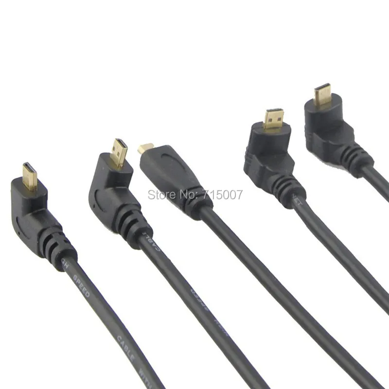 Conector adaptador Micro HD en ángulo arriba y abajo, compatible con HD macho a hembra, 10cm para HDTV tipo D hd, ángulo de cable micro hd