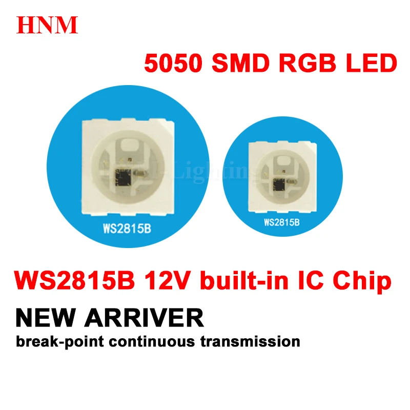 12V WS2815B LED Chip;5050 SMD RGB Pixel Digital Adressable Full Color LED Chips;6pins with WS2815 IC Built-in;SOP-6;1000PCS/bag