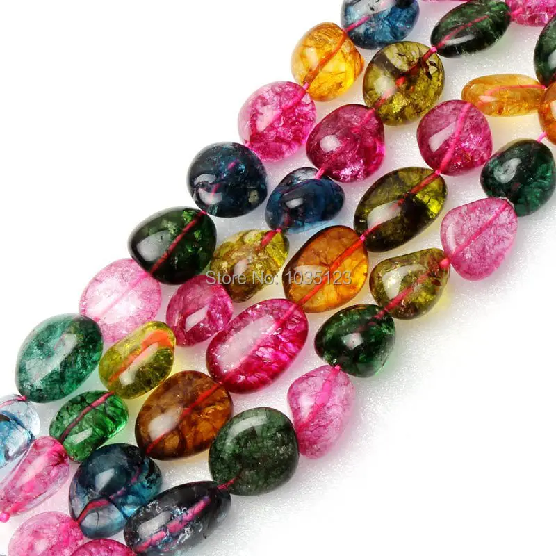 15-22mm Cracked Freeform Shape MixedColor Stone Loose Beads Strand15