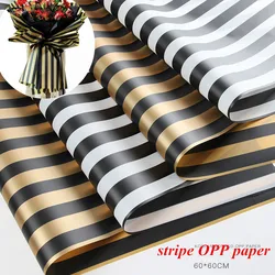 New Arrivals 10sheets Fashion Korean Stripe OPP Paper Flower Packing Bouquet Gift Wrapping DIY Waterproof Florist Materials