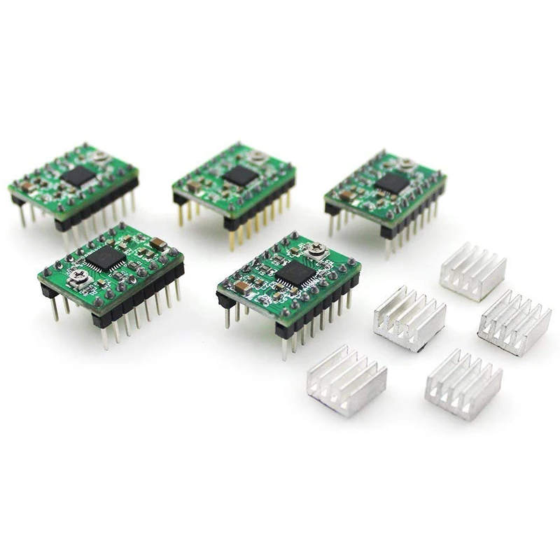 5pcs A4988 Compatible StepStick Stepper Motor Diver Module with Heat Sink for 3D Printer Controller Ramps 1.4