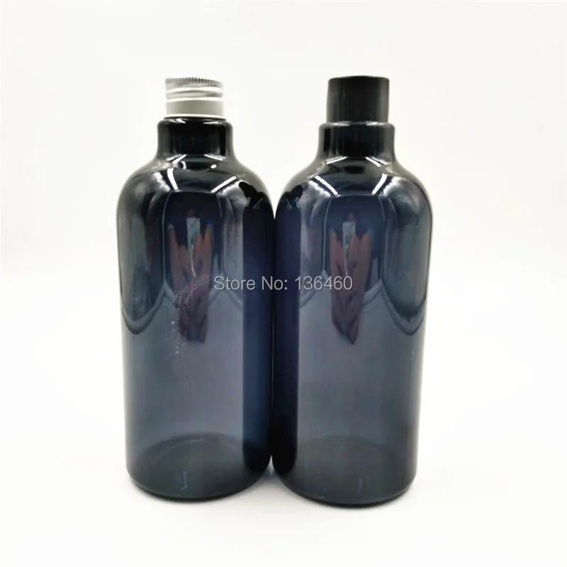 30pcs 500ml Cobalt Blue Boston Round cosmetic bottles wholesale luxury PET packaging for Lotions Liquid Soap Gray refill bottle