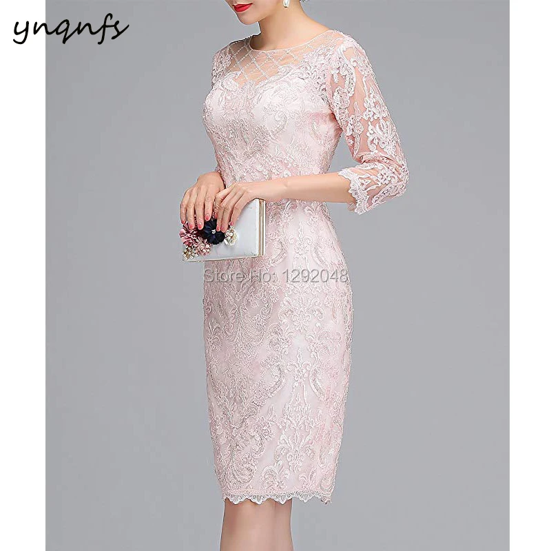 YNQNFS-Vestidos para a mãe da noiva, contas pesadas, elegantes, roupas curtas, festa rosa, M69, 2024