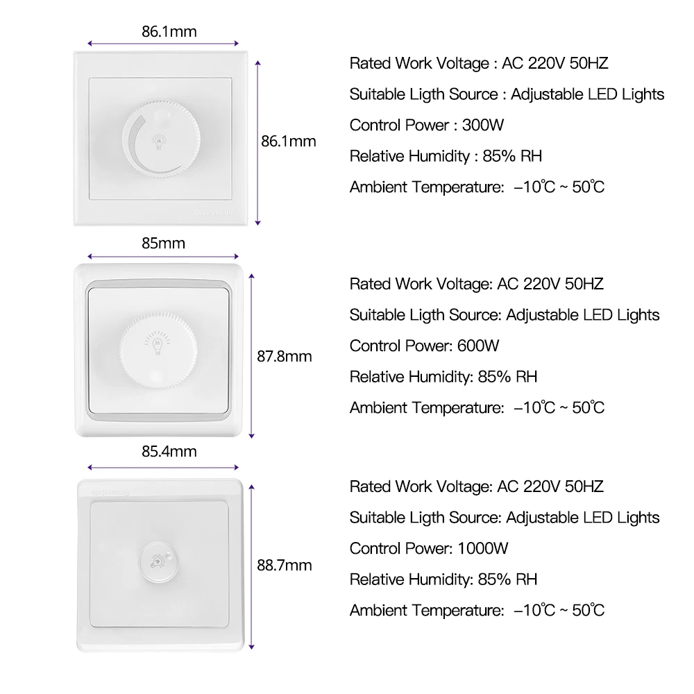 LED Wand Dimmer 300W 600W 1000W Einstellbare Schalter Helligkeit Von Dunkel Controller Zu Helle Fahrer Dimmer Für dimmbare Licht