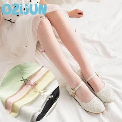 New Summer Super Thin Children's Pantyhose Princess Little Dot With Bow-knot Girl Baby Transparent Tights S/M/L