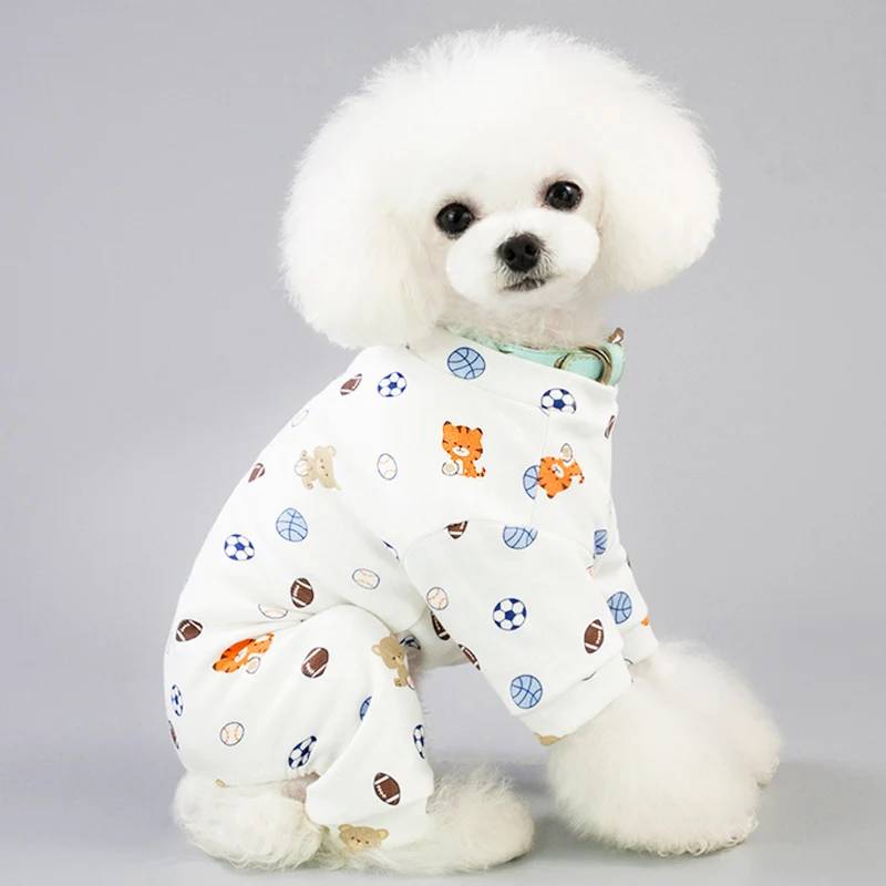 Warm Dogs Pajamas For Small Pet Dog Cat Clothes Puppy Jumpsuit For Dog Coat For Chihuahua Pomeranian Dogs Print Clothing Shirt