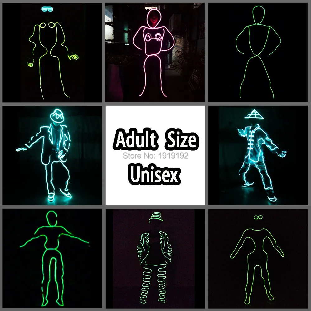DIY Glowing EL Costume Accessory EL Wire Neon Light DIY Material Self-Make Fluorescent Clothes Luminous Costumes For Dance