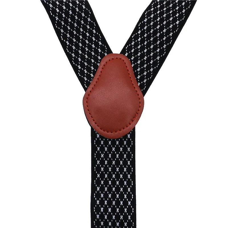 35mm Width Suspenders For Men Brown Leather Trimmed Button End Elastic Tuxedo Y Back Men Fashion Suspenders Pant Braces Dad Gift