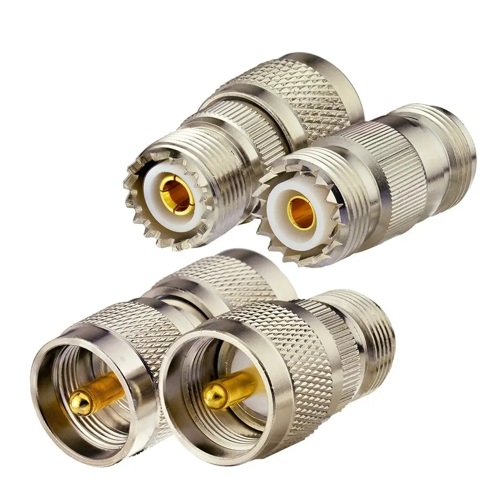 Eightwood N Type Male/Female to UHF PL-259/SO-239 (Male/Female) Straight RF Coaxial Adapter  Kit 4 Type For Baofeng CB Radio