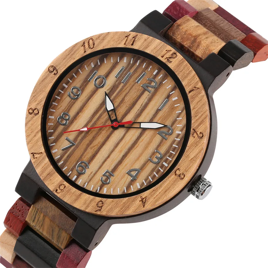 Fashion Wooden Men Watch Relogio Masculino Quartz Watches Man Wood Wristwatches Gifts Mixed Color Wooden Band Timepieces Gifts