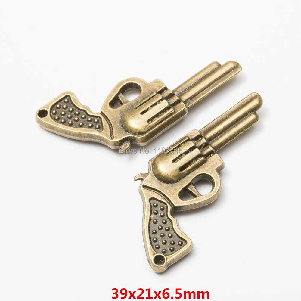 Cool Pistol Gun Pendants For Men Boy Vintage Bronze Hip Hop Pendant Fit DIY Jewelry Necklace Making Trendy Soldier Gifts