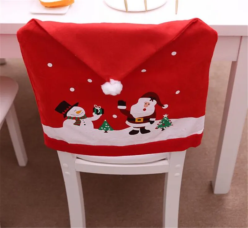 New 50pcs Snowman Cap Chair Covers Christmas Dinner Table Decoration for Home Chair Back Cover Decoracion