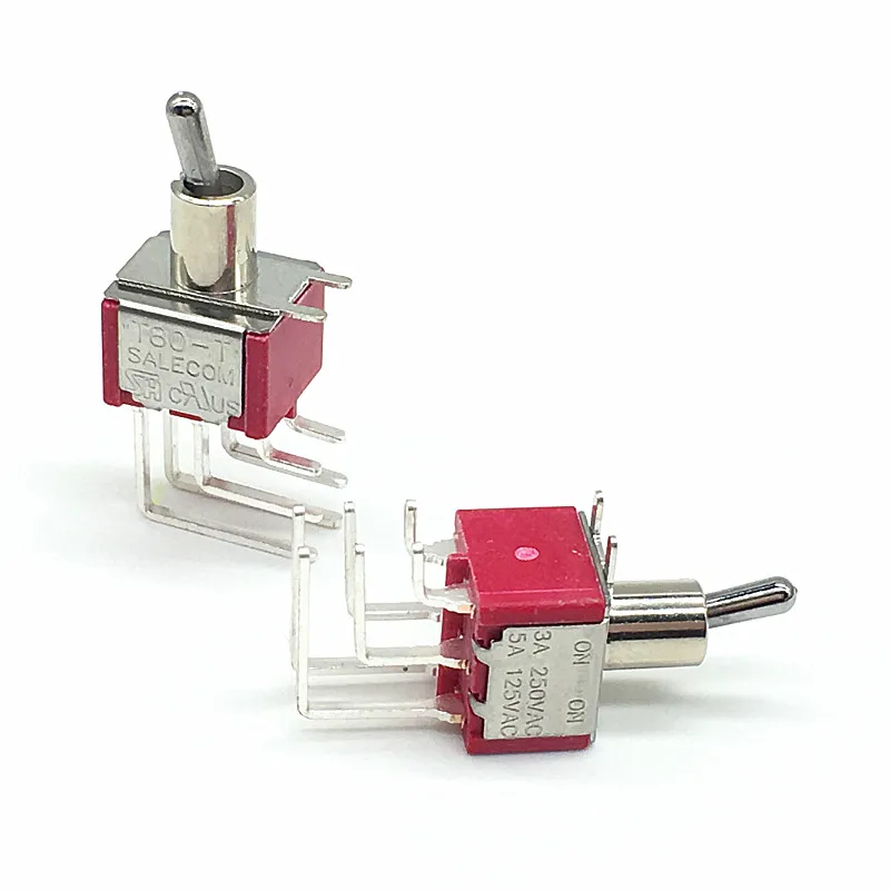 2pcs Miniature Latching Toggle Switch T80-T ON ON 6 pins DPDT 2 Position 3A/250V 5A/125V 6mm T8012L