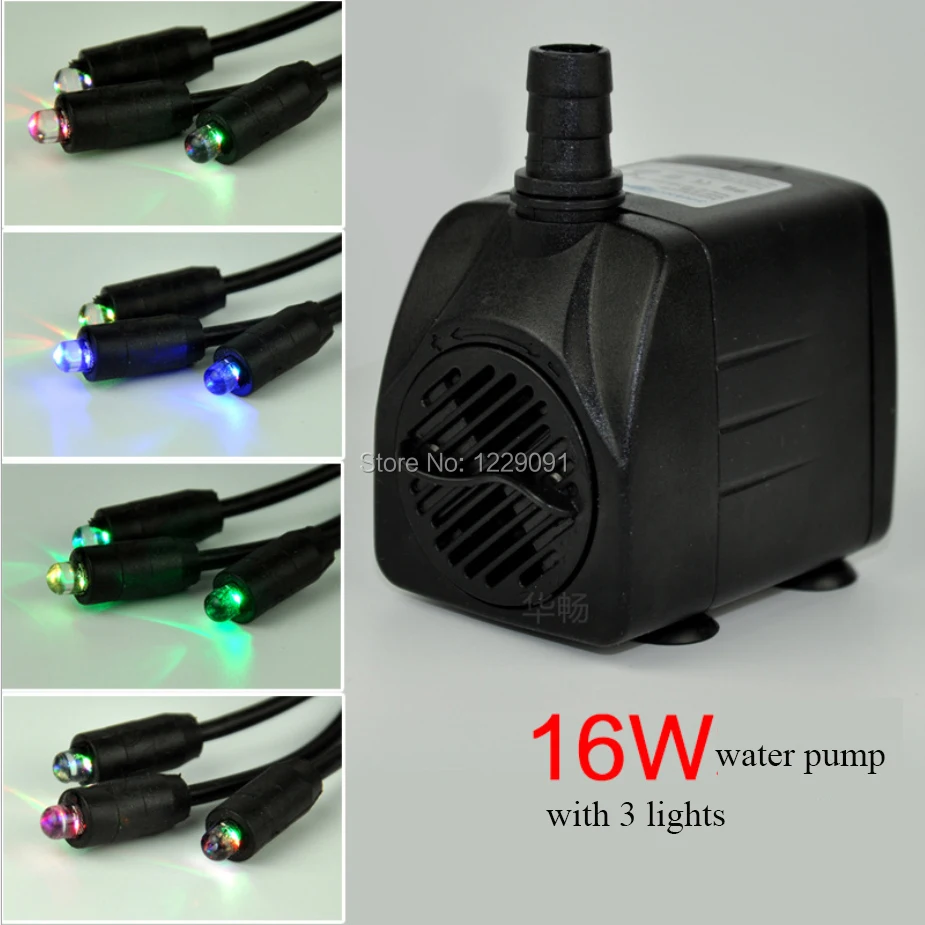 

Rockery fish tank fountain aquarium plastic micro water pump 3 lamps 16w 25w home 220v high quality silent circulation pump