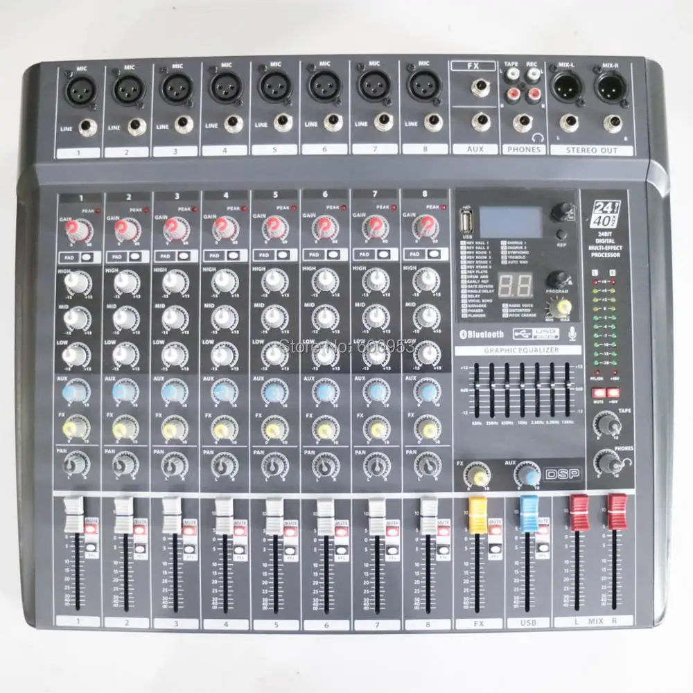 MICWL-Consola de mezclas ZDR800 con micrófono inalámbrico, mezcladores de estudio en vivo con Bluetooth, procesador de efectos digitales de 24 bits