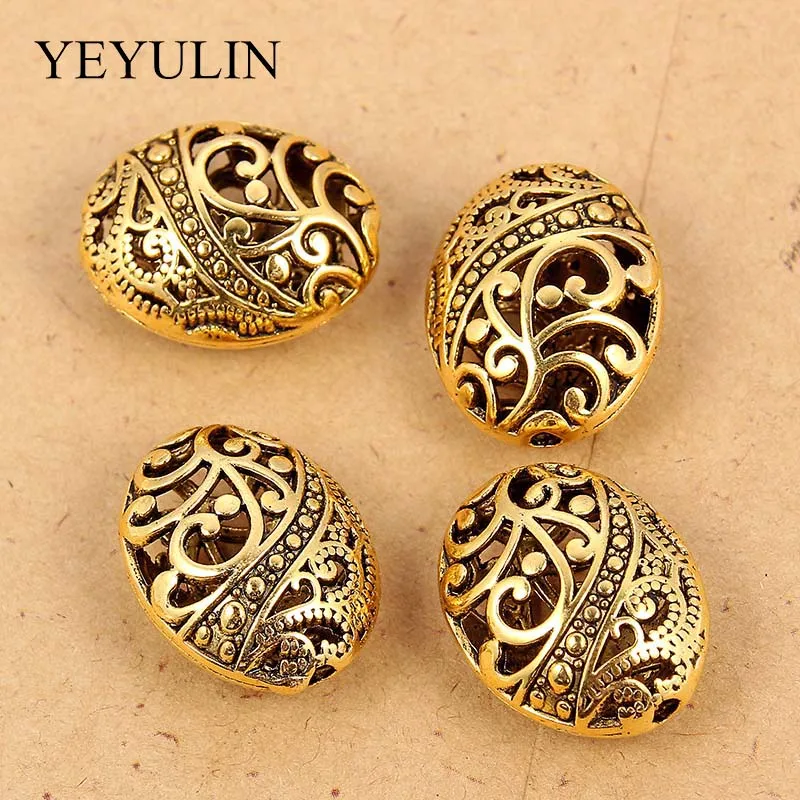 5Pcs Hole Antique Gold Color Round European Big Hole Beads Spacer Bead For DIY Jewelry Making Charms Bracelets Accessories