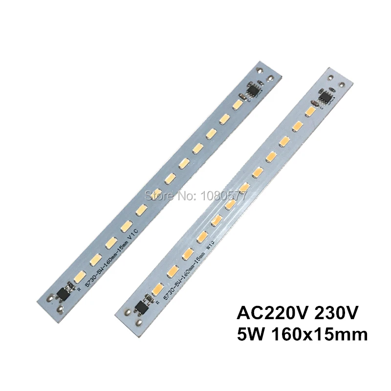 10pcs AC 220V 230V T5 T8 LED Tube Bar Rigid Strip Free Driver 5W 6W 10W AC220V SMD 5730 LED PCB White / Warm White Light Source