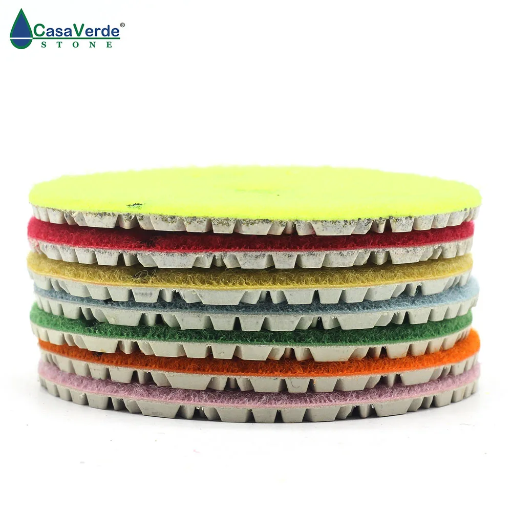 New products 7pcs/lot 4 inch 100mm with 3.0mm diamond granite dry or wet polishing pads for polishing for granite and marble