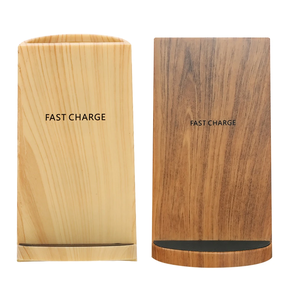 New Universal Wooden Texture Pencil Vase Pen Holder + Fast Charging Wireless Qi Charger Stand Dock for iPhone Samsung Huawei