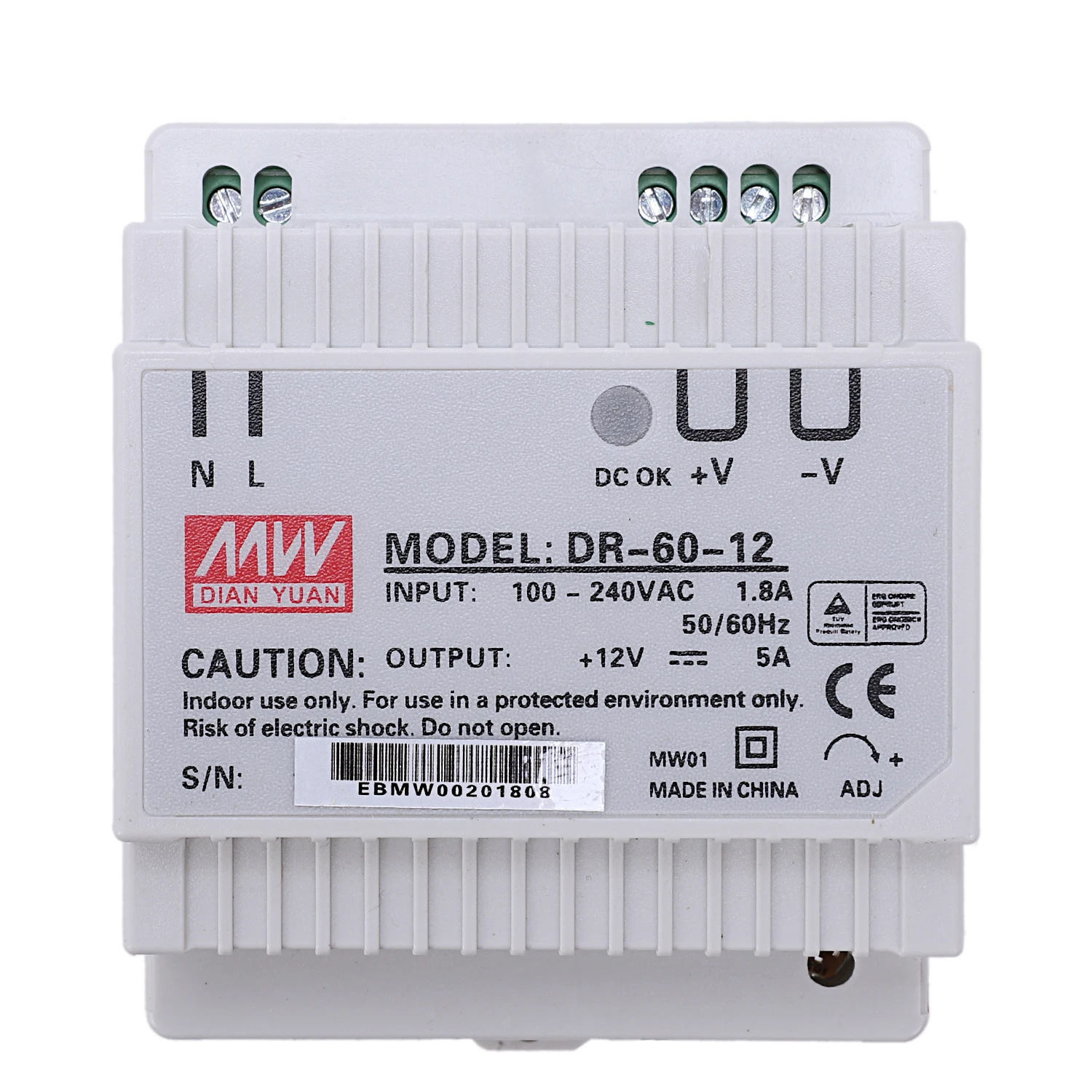 WSFS Hot Din rail power supply 60w 12V ac dc converter dr-60-12 alimentatore 12v 60w di buona qualitร conforme a EN55022,CLASSA