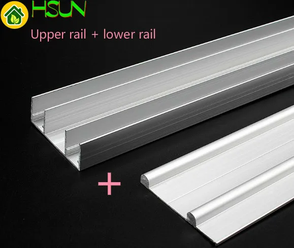 

50/60/70cm No grooves aluminum alloy Wardrobe Moving door track Push pull Sliding gate double chute Guide Cabinet Wheel track