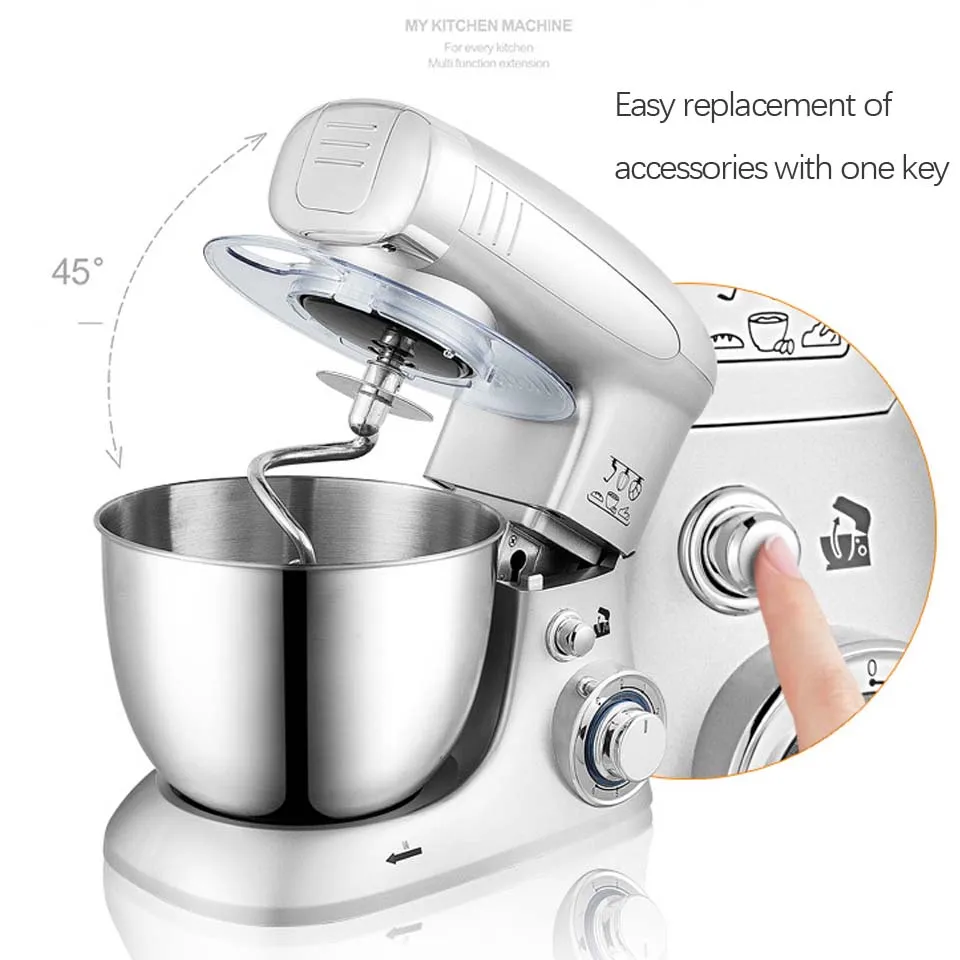 4L large bowl 6-speed Household Kitchen chef Electric Food Stand Mixer Egg Whisk Dough Cream Blender juicer meat grinder mincer