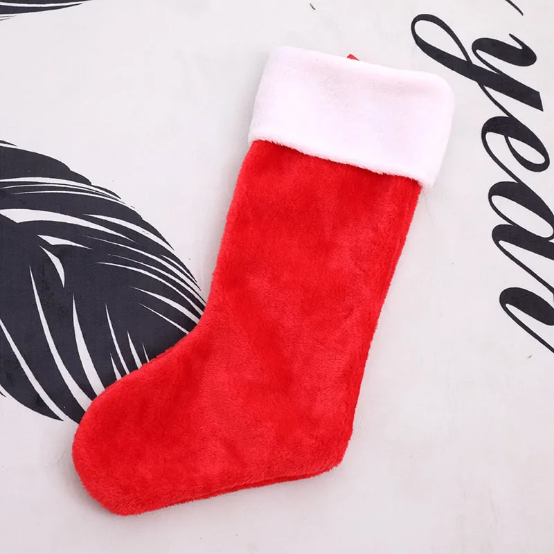 

Red Short Fluff High-Grade Christmas Socks Stockings Large Christmas Gifts Bags New Year Christmas Decorations for Home 2018