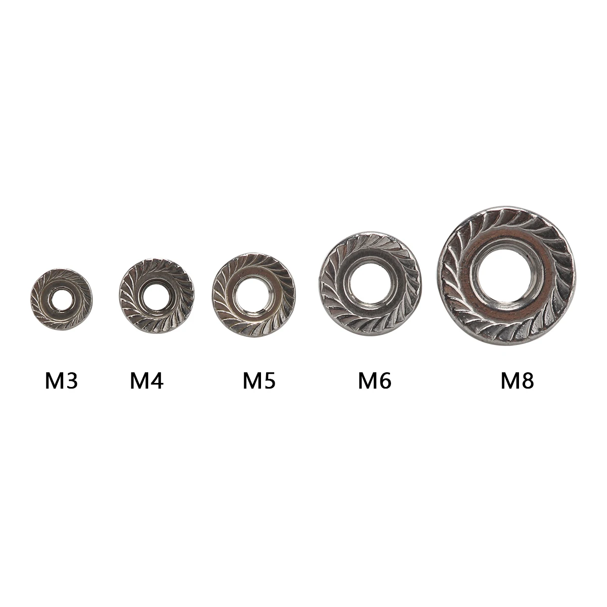 Kit d'assortiment d'écrous à bride hexagonaux en acier inoxydable 304, 70 pièces, DIN6923 M3 M4 M5 M6 M8, HW015