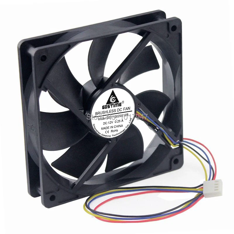 

10Pieces Gdstime DC 12V 4Pin 12025 12cm 120mm x 25mm FG PWM Hydraulic Computer Cooling Fan