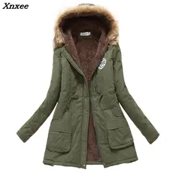 2018 winter jacket women wadded jacket female outerwear slim winter hooded coat long cotton padded fur collar parkas