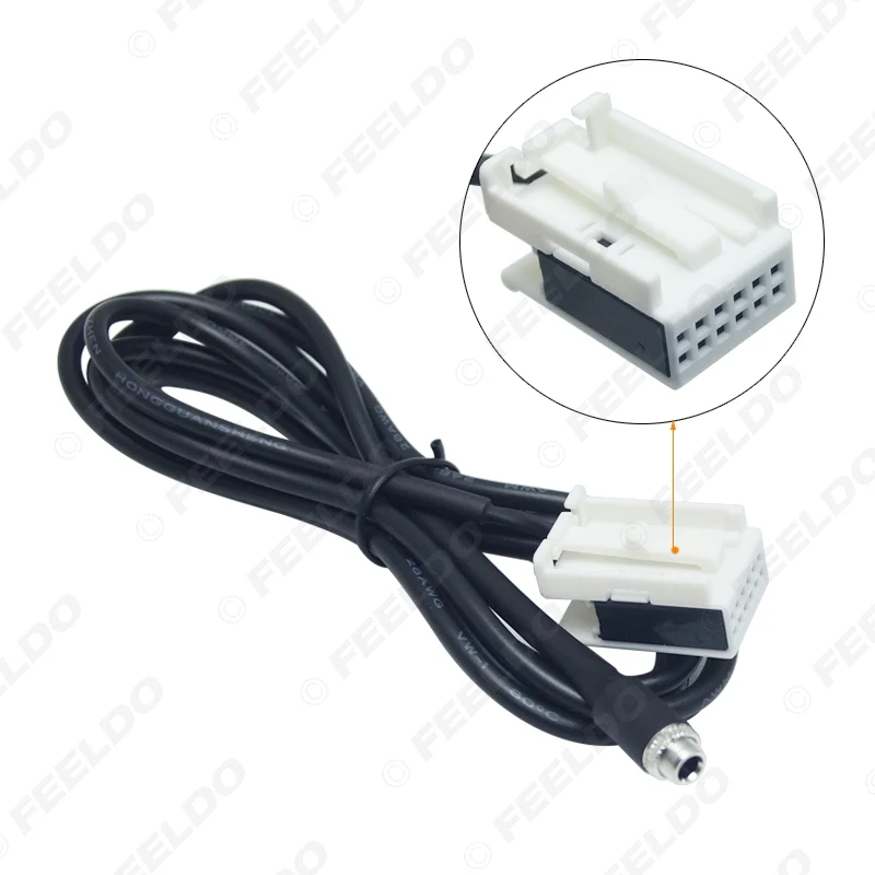 FEELDO 10Pcs Car Radio Audio MP3 RCD510+ RCD310+ AUX-IN Adapter Cable for VW Passat B6 Golf Polo 12-Pin Port AUX Wire Cable