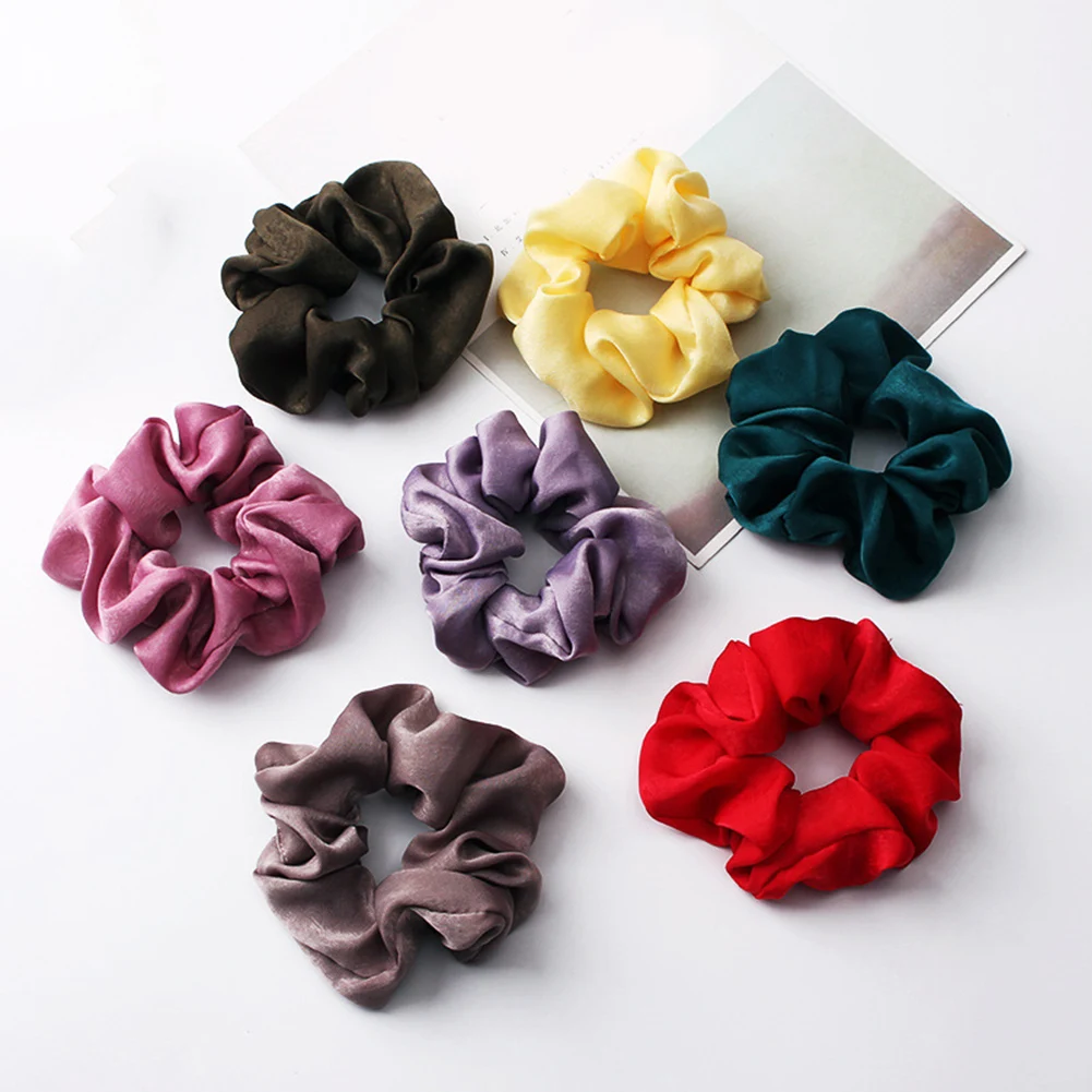 2022 New arrival Fashion women lovely satin Hair bands bright color hair scrunchies girl's hair Tie Accessories Ponytail Holder