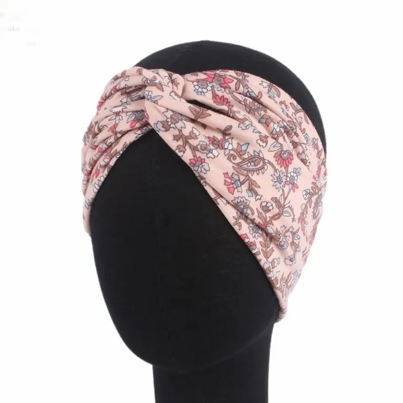 Muslim Islamic Arab Headwrap Head Wear Women Scarf Flower Print Pleated Hair Loss Headscarf Bonnet Skullies Beanies