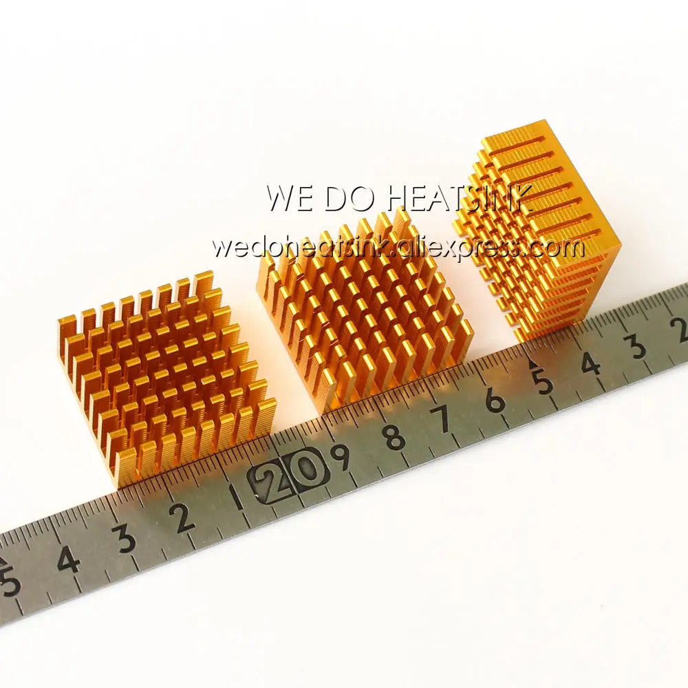 8pcs 28x28x13mm Aluminum Radiator Heat Sink Golden Anodized For CPU and Metal Ceramic BGA Packages and PC