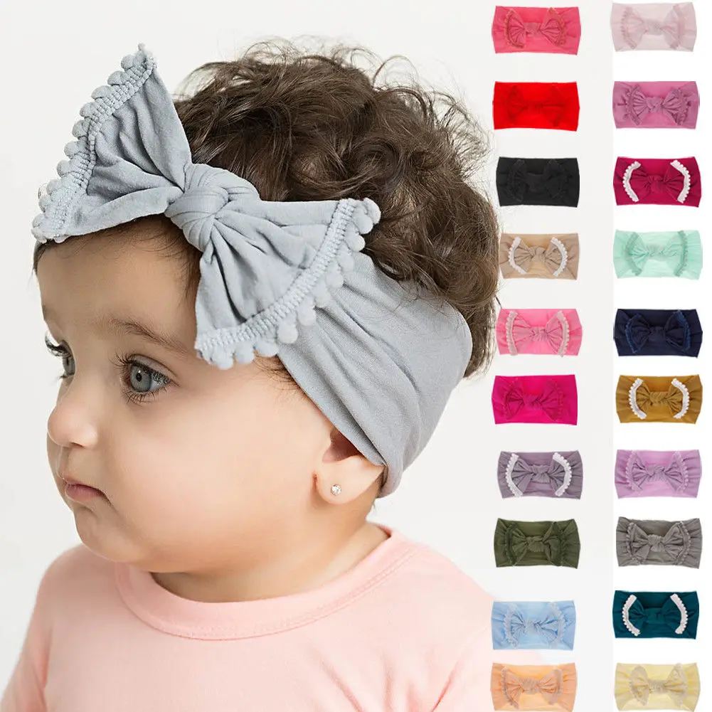 

2019 Newest Style Toddler Boys Girls Kids Baby Bow Hairband Headband Stretch Turban Knot Head Wrap Tassel 21 Colors