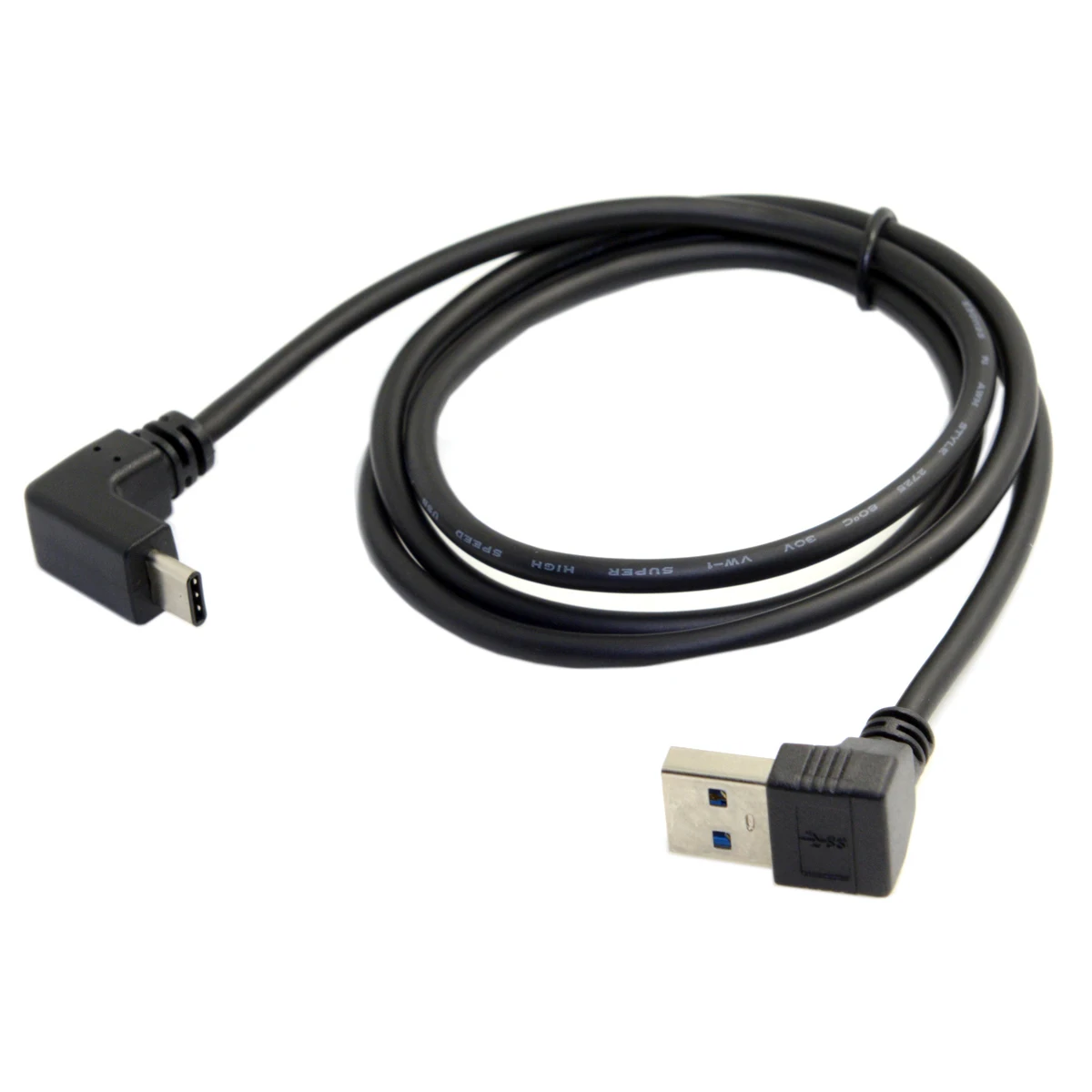 Cablecc CYSM 100cm USB 3.1 Type C USB-C Up & Down Angled to 90 Degree Down Angled A Male Data Cable for Laptop & Tablet & Phone