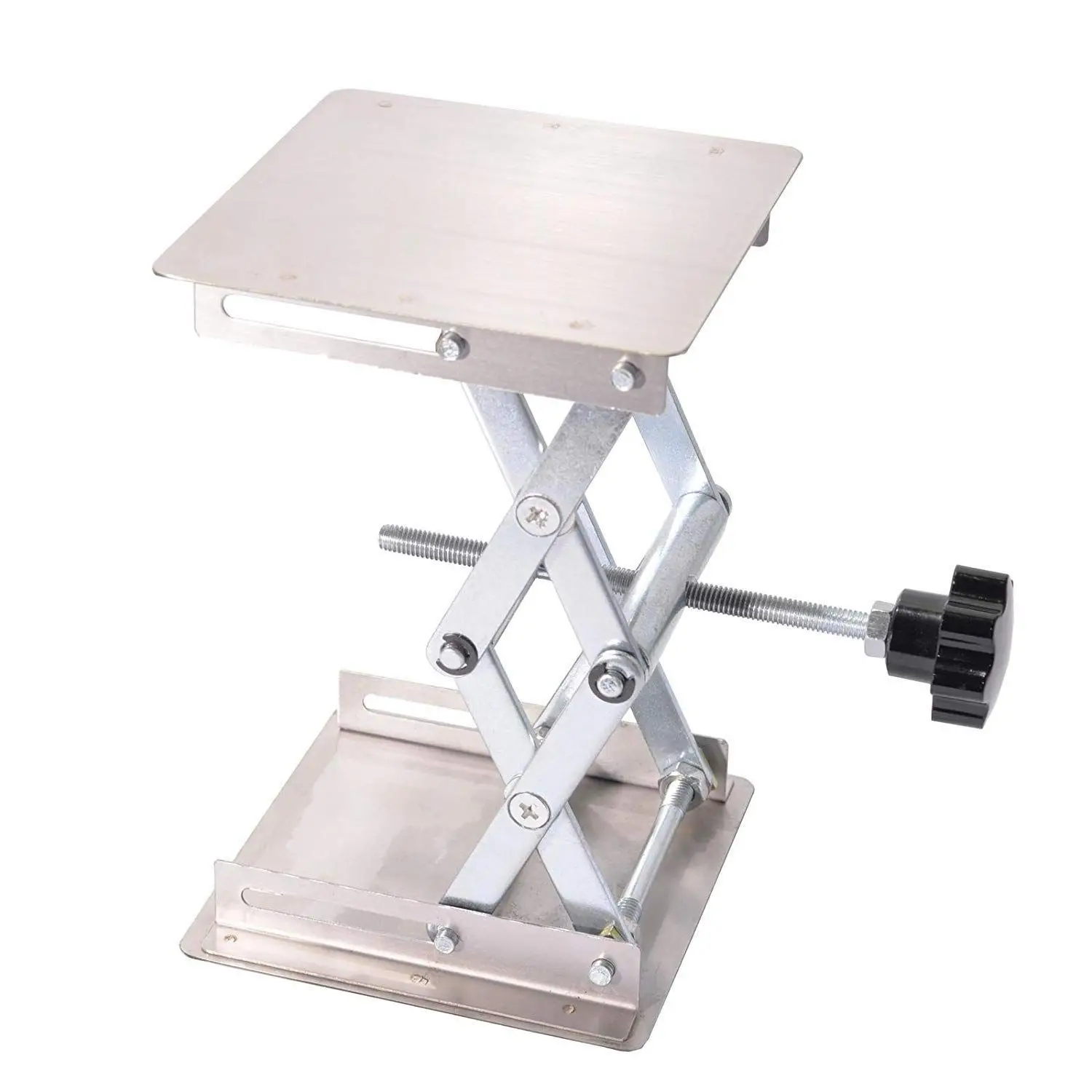 Stainless Steel Adjustable Lab Stand Table Rack Scissor Lab-Lift Lifter for Science Experiment 100 x 100mm Woodworking Benches