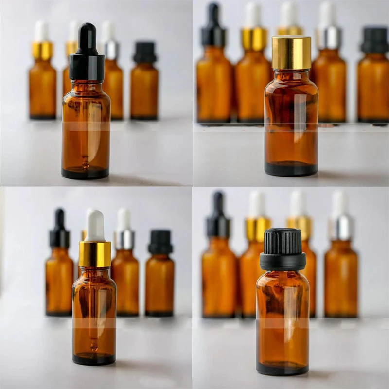 20ml Amber Glass Dropper Bottles with Black Silver Gold Cap And Glass Pipette For E Cigarette E Liquid Glass Bottle 468Pcs/Lot