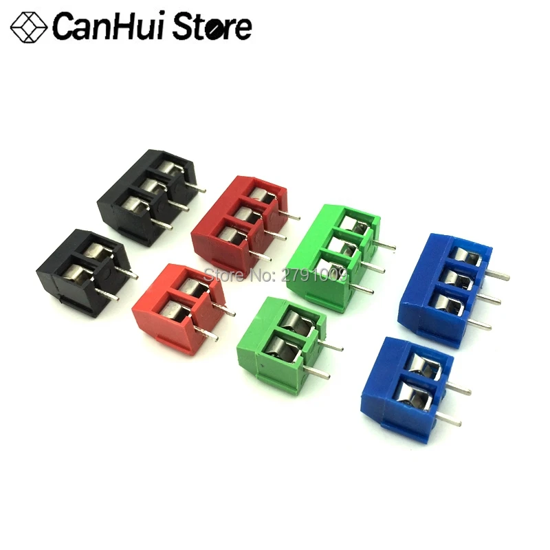 20 PCS KF301- 2P 3P screw 5.0mm terminal block 2 Pin 3 Pin pcb terminal block Connector Blue, green, red and black Selectable