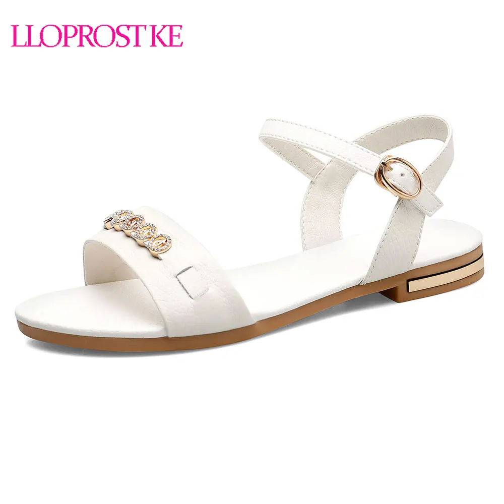 

Lloprost ke fashion genuine leather sandals women summer fashion black beige gladiator flat sandals casual shoes size 31-46 H254